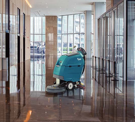 T260 Walk-Behind Floor Scrubber in an office